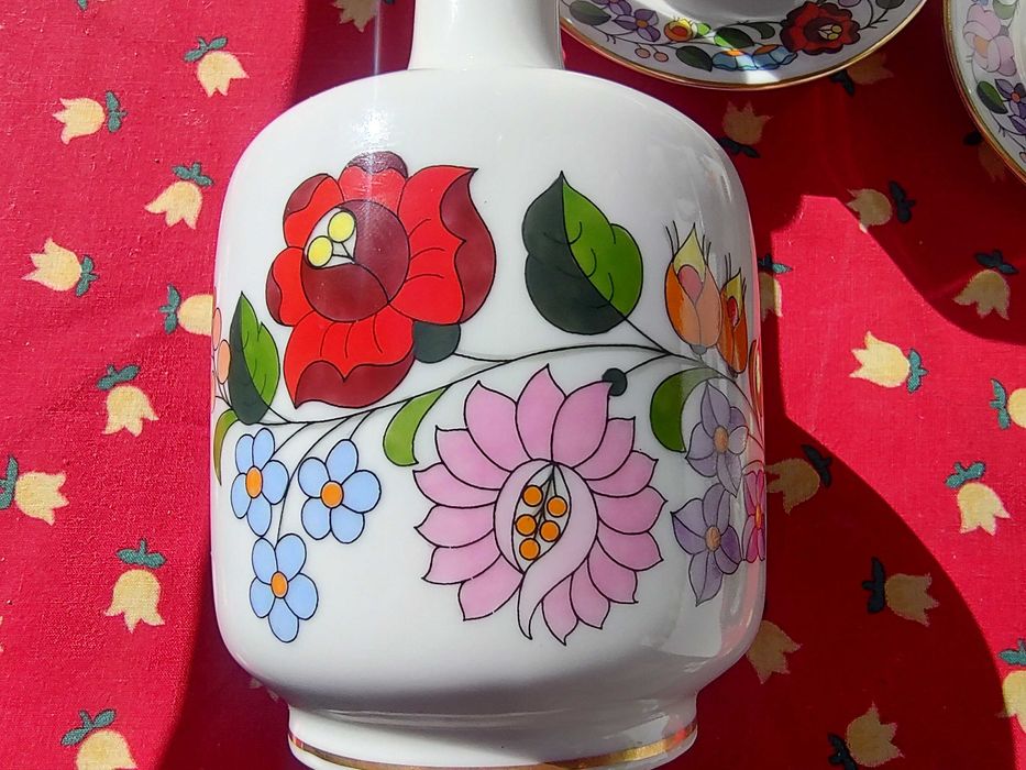 Ръчно рисуван винтидж сервиз за кафе Kalocsa-Унгария