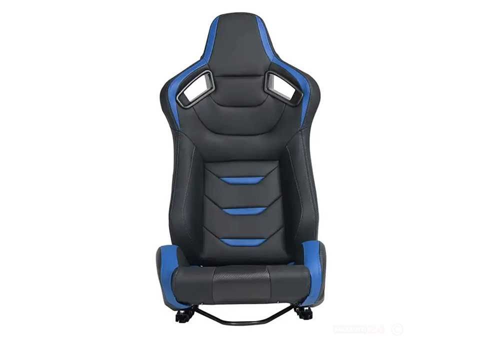 Спортни седалки за автомобил, еко кожа, черни/сини