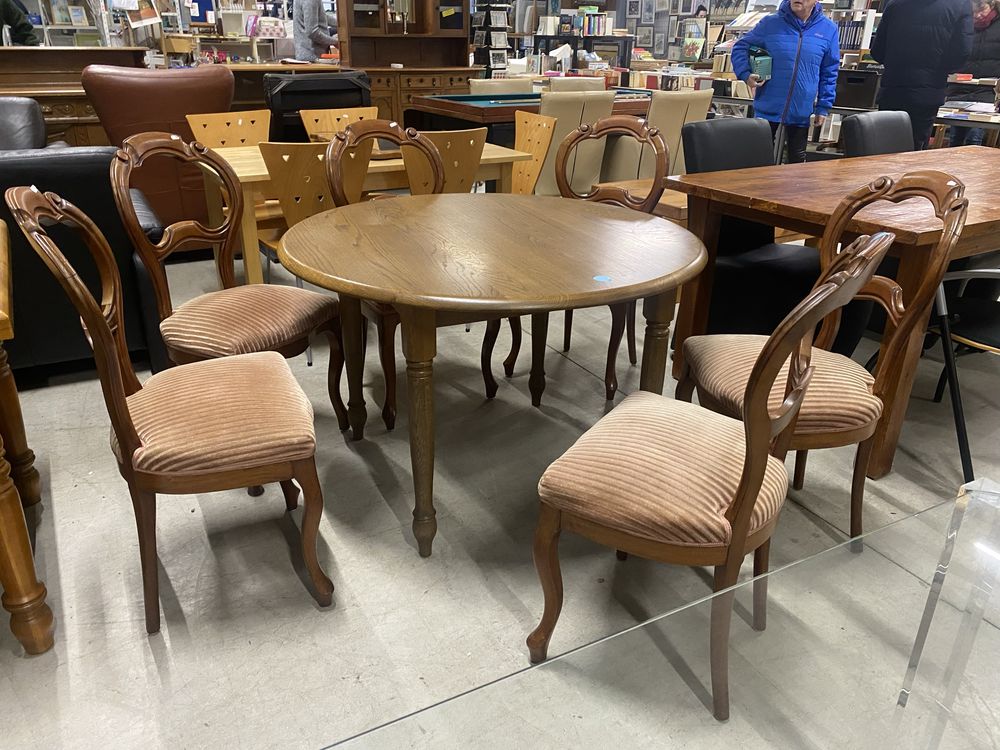 Masa rotunda stejar cu 6 scaune superbe baroc, calitate top Olanda