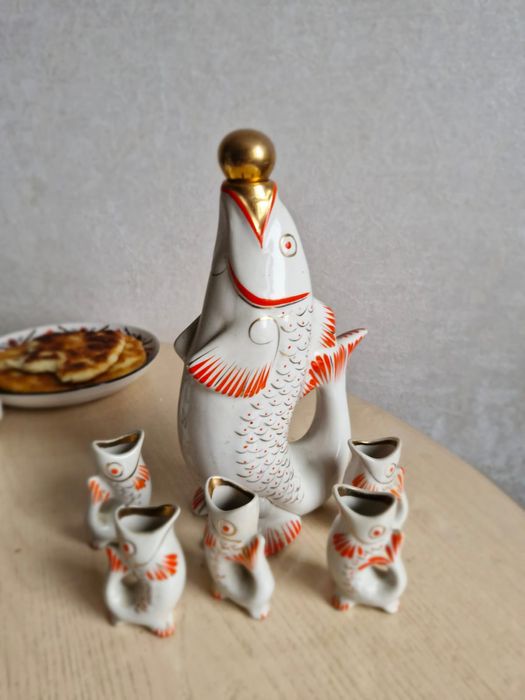 Графин с коньячным бокалами "Рыбки"