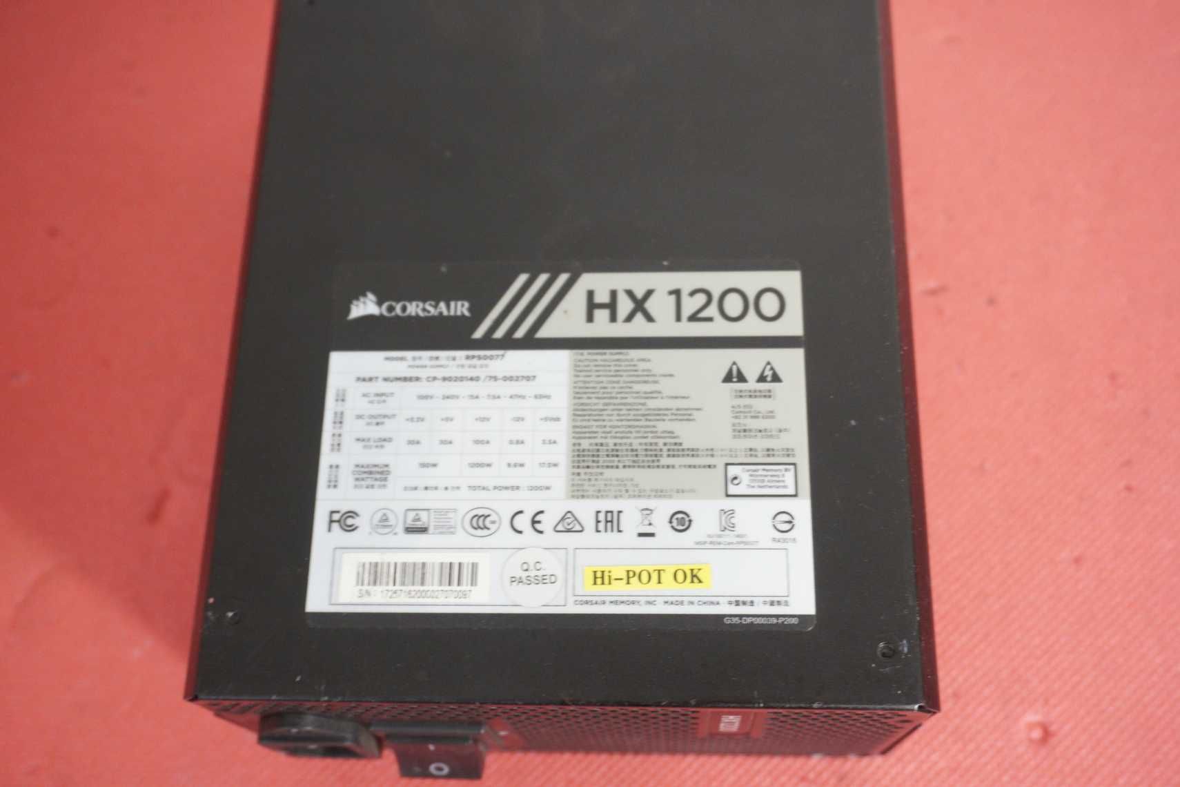 Захранване PSU Corsair HX 1200 1200W 80+Platinum / Вкл.ДДС
