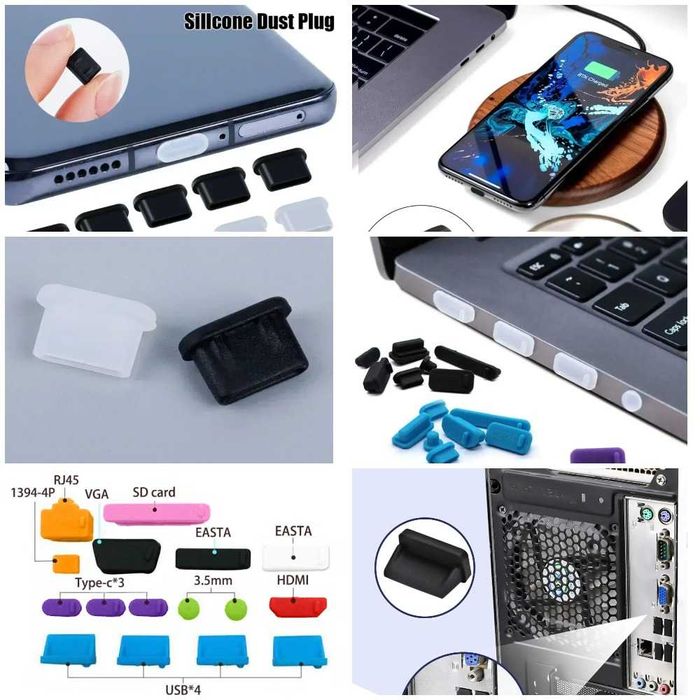 Заглушки от пыли для USB-A и USB-C. Набор заглушек для ноутбука (16шт)