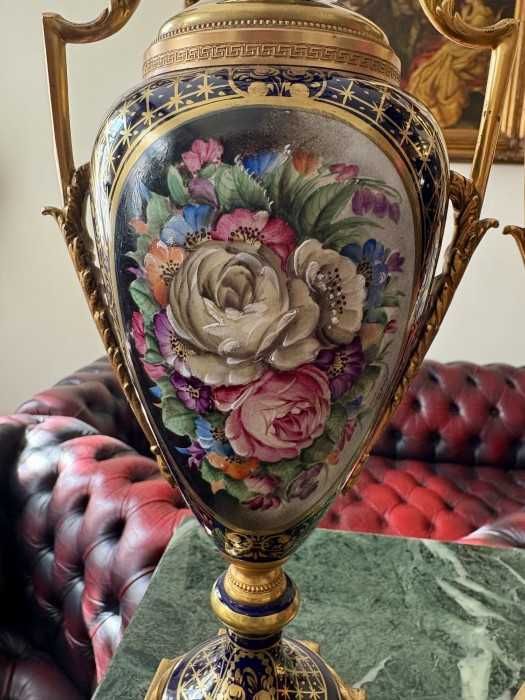 Impozante vase stil Sèvres-semnate-bronz-portelan pictat manual-Franta