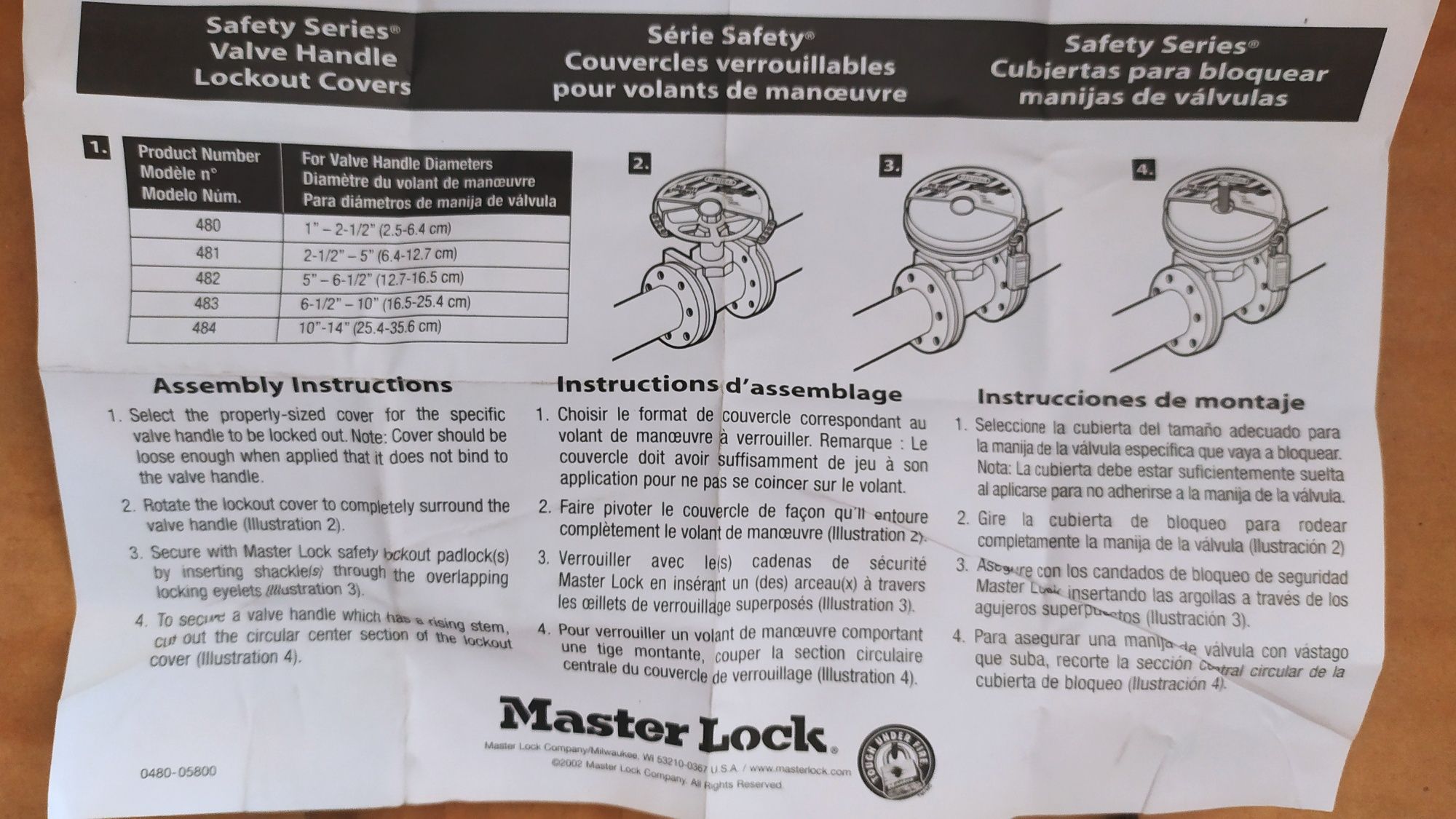 Набор блокираторов задвижек Master Lock