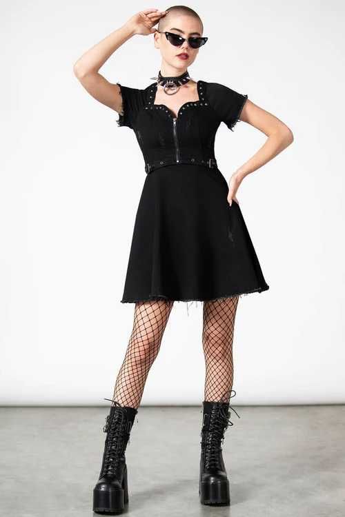 Time Out Zip Denim Dress KILLSTAR