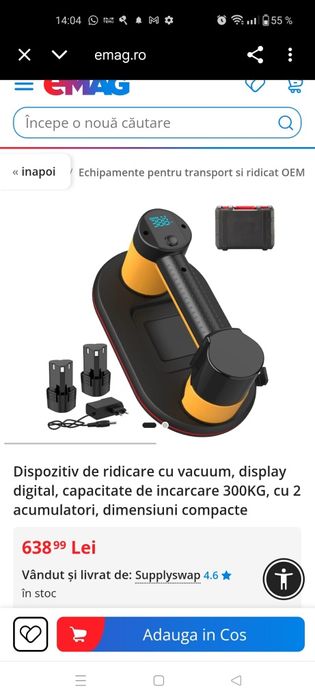 Ventuza de ridicare pe vacuum cu display digital ,2 acumulatori nou