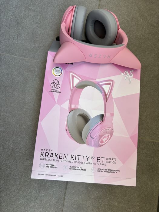 Casti Razer Kraken Kitty V2 Bluetooth 5.2 Quartz Edition