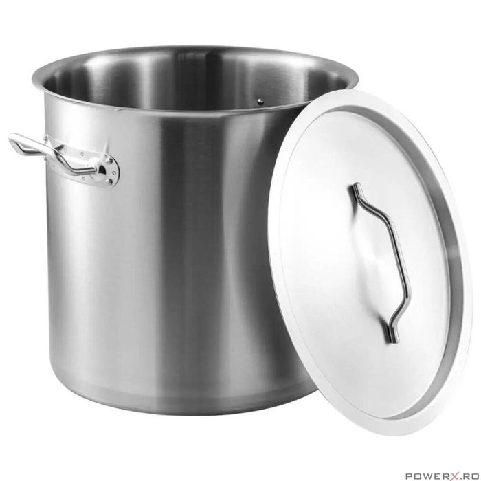 Oala cu capac din otel inoxidabil, capacitate 21 litri, 30 cm,