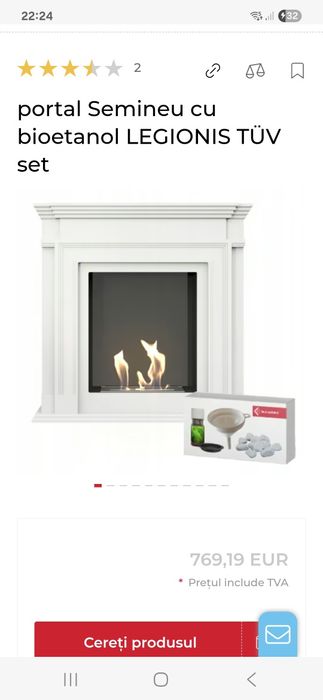 Vand canapea Mobexpert,3 locuri, extensibila, semineu cu bioetanol