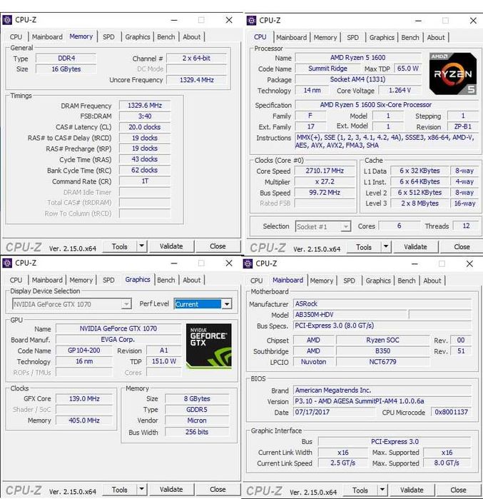 Употребяван Геймърски Компютър - Ryzen 5, 16GB Ram, 1070 NVIDIA, SSD
