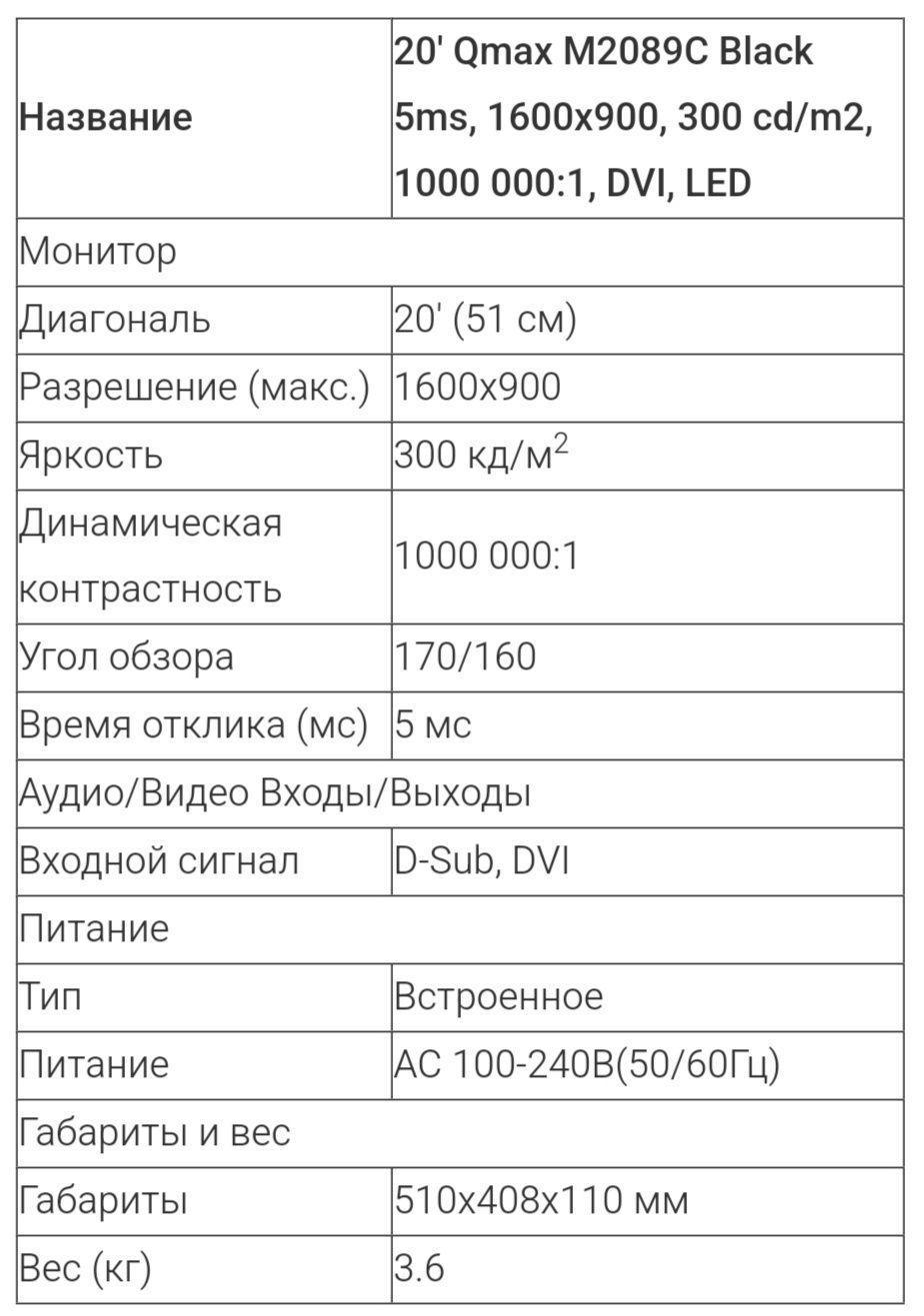 Монитор Qmax M2089С