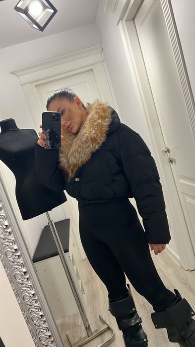 Geaca scurta blana naturala, umplutura puf