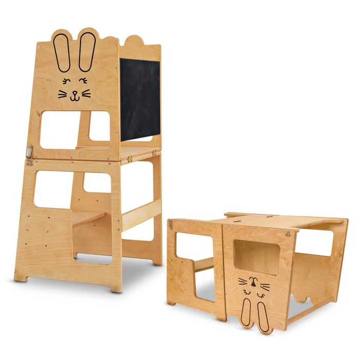 Turn de invatare, Bunny, tip Montessori, cu tabla de scris, +12luni