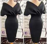 Rochie seara neagră neopren eleganta S botez, nunta, majorat