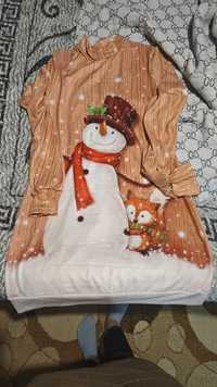 Платье снеговик на новый год 46-48 размер