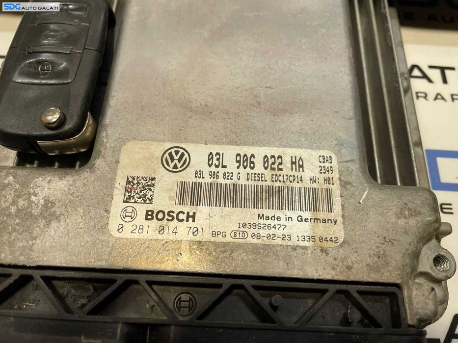 Kit Pornire ECU Calculator Motor Cip Cheie Ceas Bord Imobilizator Volkswagen Tiguan 2.0 TDI CBAB 2008 - 2012 Cod 03L906022HA 0281014701 5N0920970D [2725X] [2726X]