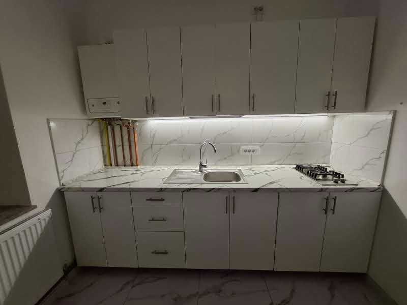 Mobila bucatarie modulara corpuri superiare MDF lucios, alb, 220cm