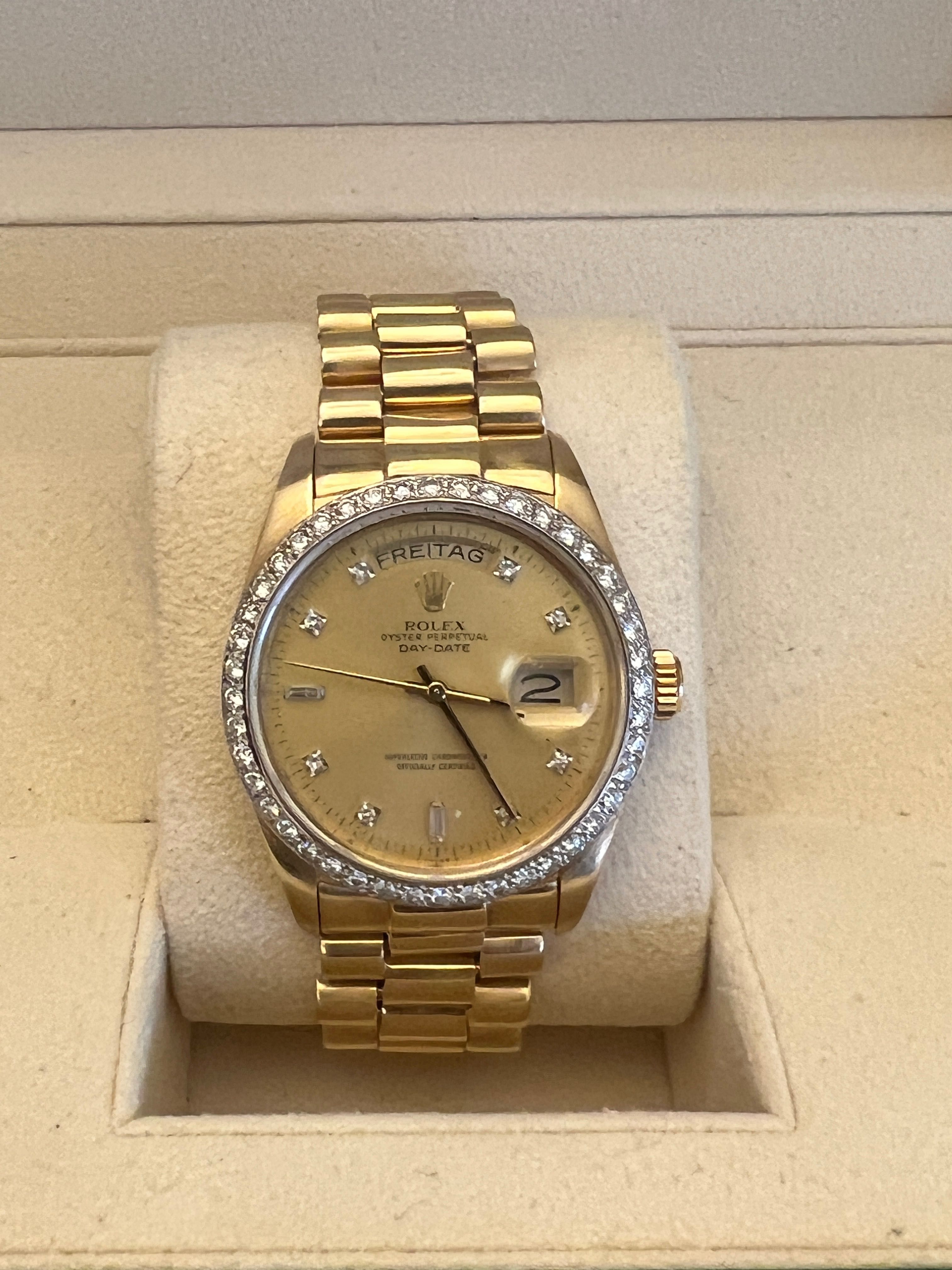 Rolex Daydate 18038 36mm full aur 18k cu diamante in cadran din Rolex