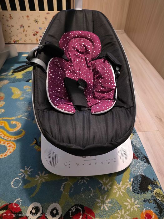 mamaRoo 5.0 Електрическа бебешка люлка черна с бонус подложка за бебе