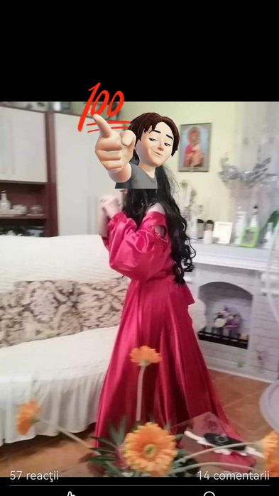 Rochie de seara,lunga cloș, , culoare roșu passion(culoarea sângelui)