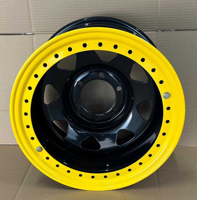 Jante din tabla off road cu BEADLOCK Galben 16x10J 6x139,7 ET-50 CB110
