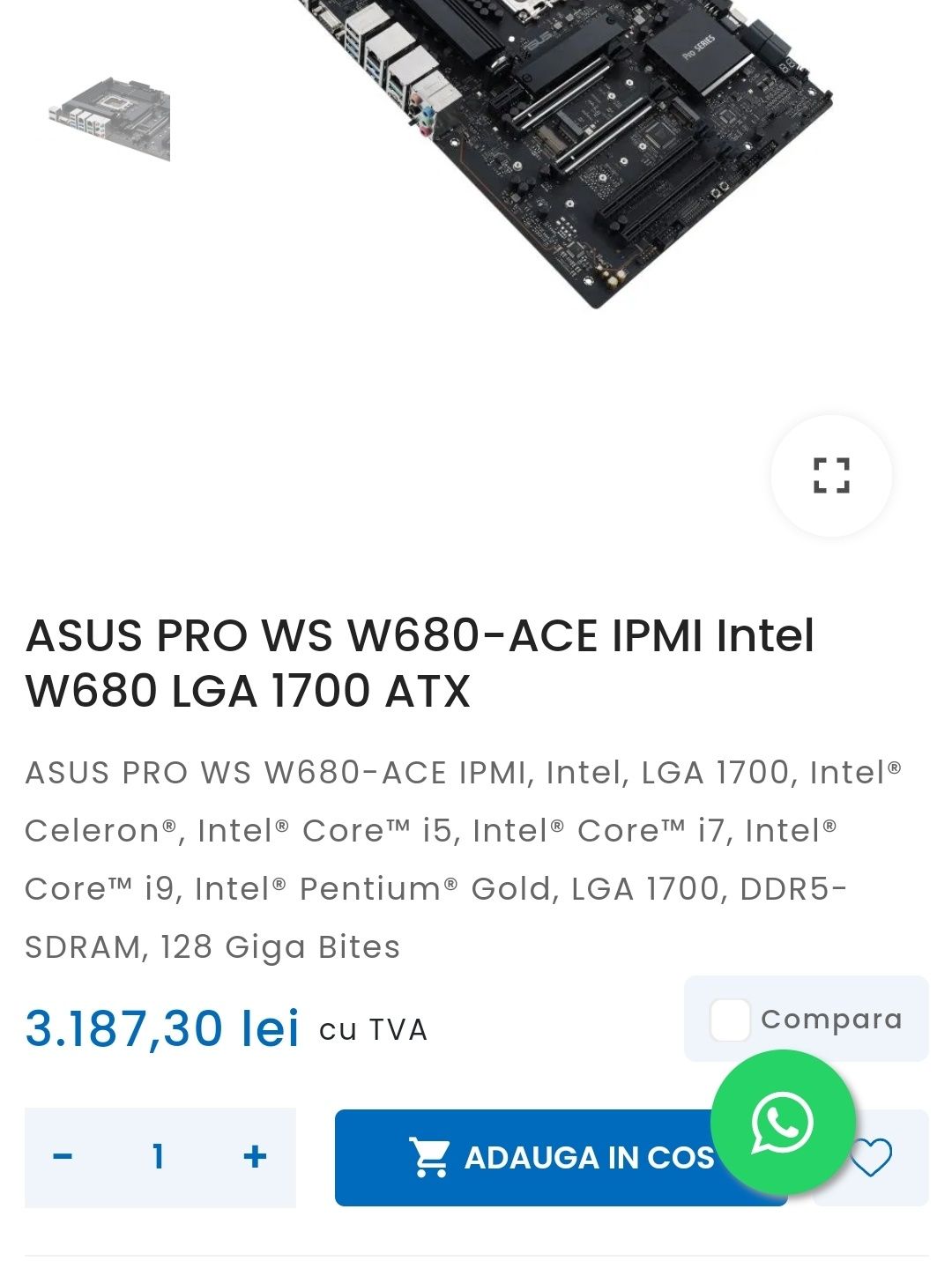 Placa de baza ASUS Pro WS W680-ACE IPMI - Intel LGA 1700