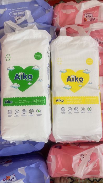 подгузники Айко 6000 тенге и трусики 6200 тенге