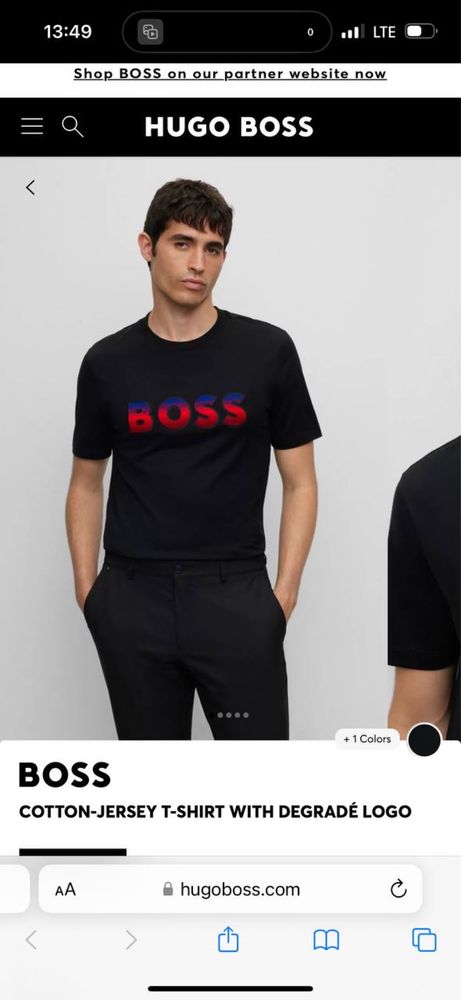 Мужская футболка 100% хлопок  HUGO BOSS