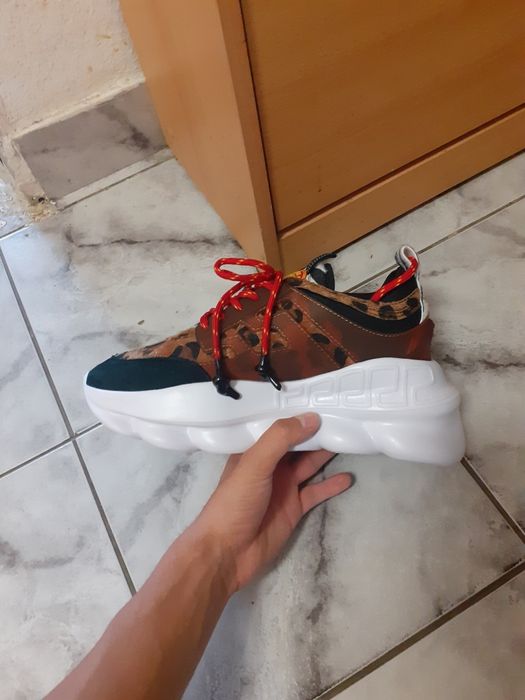 Versace chain reaction leopard print