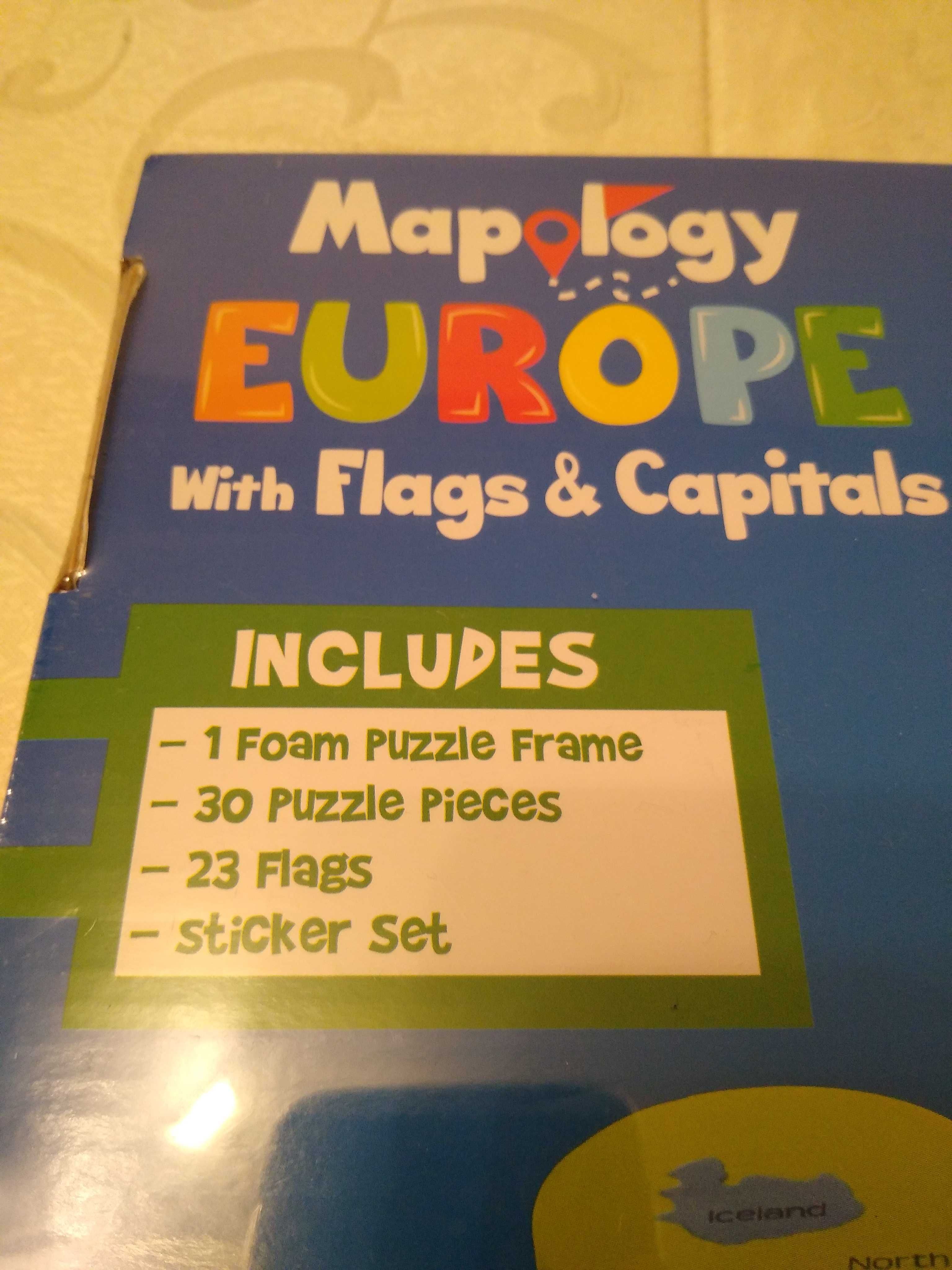 Joc tip puzzle cu steaguri și tari din Europa