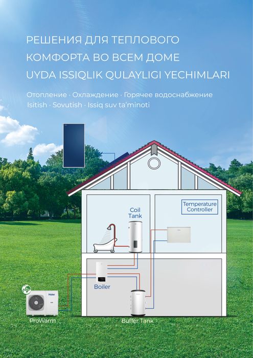 Тепловой насос Haier 3 в 1. Отопление, ГВС, охлаждение.