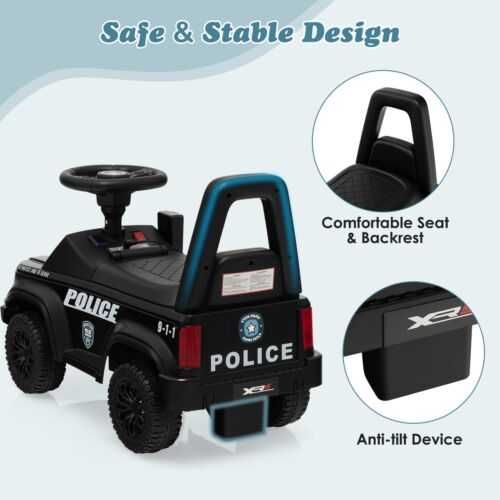 Masinuta electrica de politie BJ993D 30W 6V, cu BT, USB port #Black