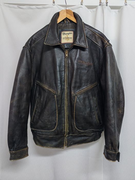 Мъжко Vintage кожено яке от естествена кожа WRANGLER р-р XL