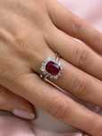 Inel din aur alb cu rubin si diamante 3.53 ct
