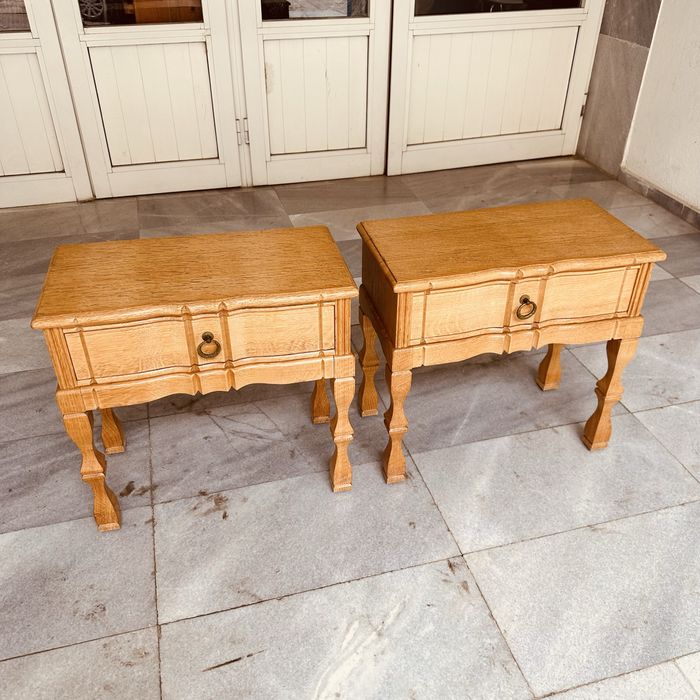 Оригинални датски нощни шкафчета Snedkergårdens-масивен дъб 60-70-те