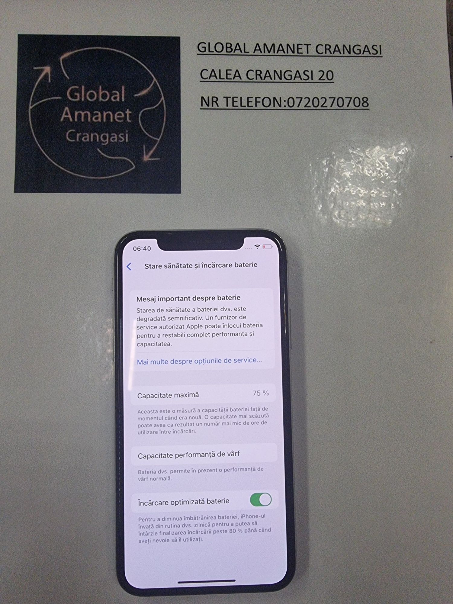 Iphone X 64GB Bateria 75% Global Amanet Crangasi 53612