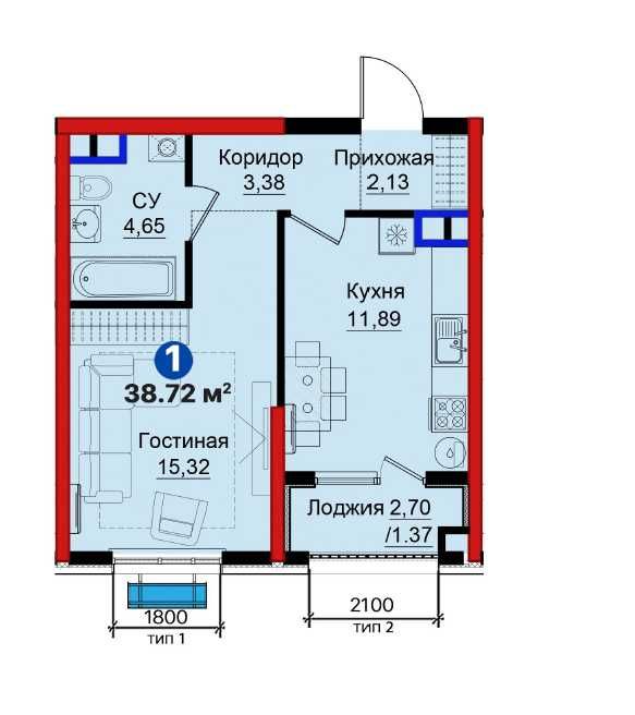 Продается 1-ком Квартира в Готовом Доме от NRG // Янги Бахт // Рохат