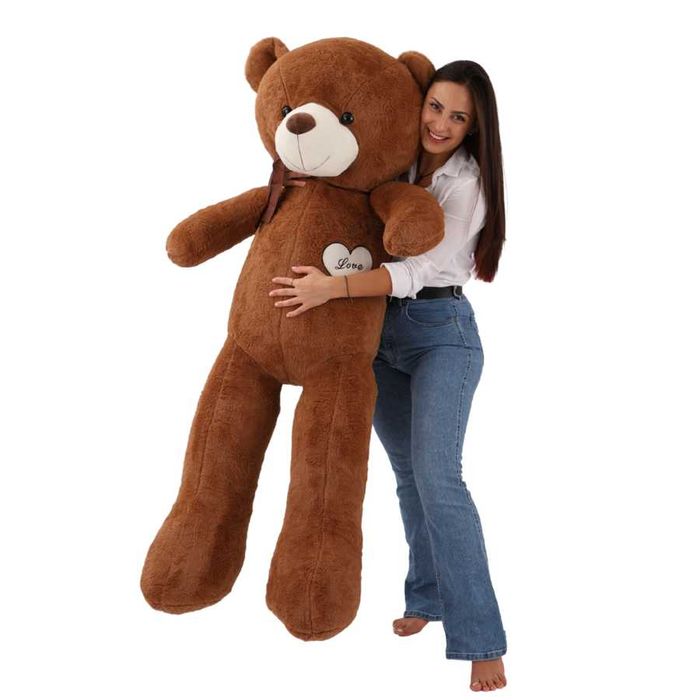 Плюшено мече "Love" 160 см, бял и кафяв цвят