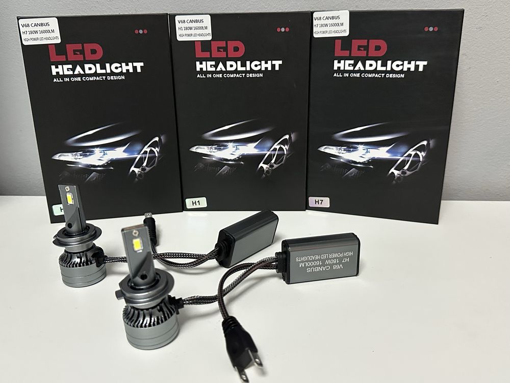 Set 2 Becuri Auto H7 Led, V68, Canbus, 180W,16000 lm ~ Promotie !!!