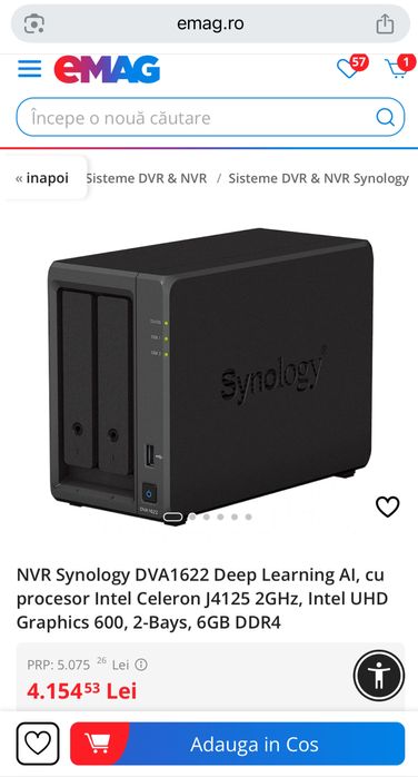 NVR Synology DVA1622 Deep Learning AI