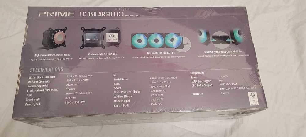 Cooler CPU ASUS PRIME LC 360 ARGB LCD Black ,racile lickid, cooler apa