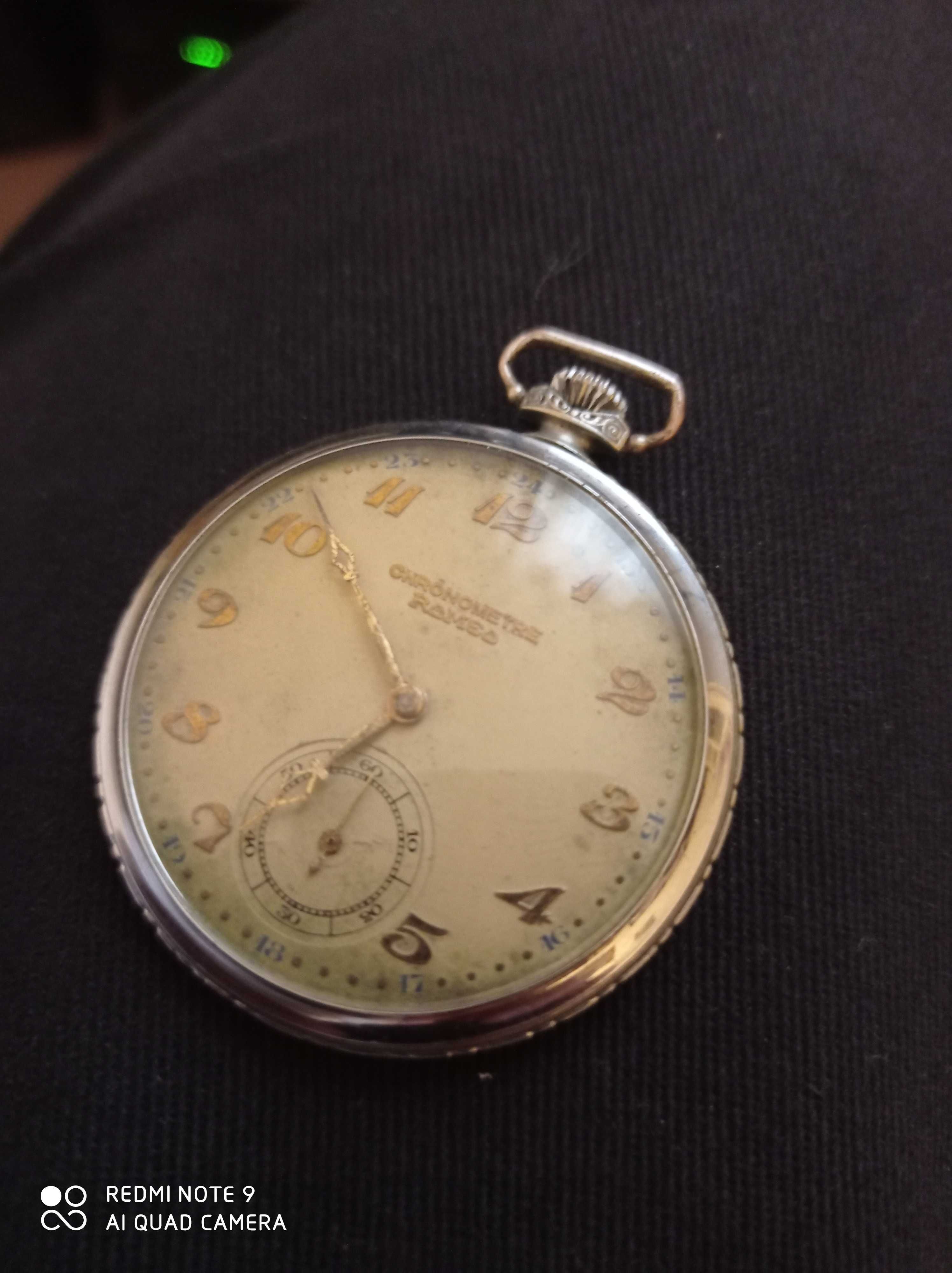 Оригинален джобен часовник - CHRONOMETRE  ROMEO SWISS със златни циф !