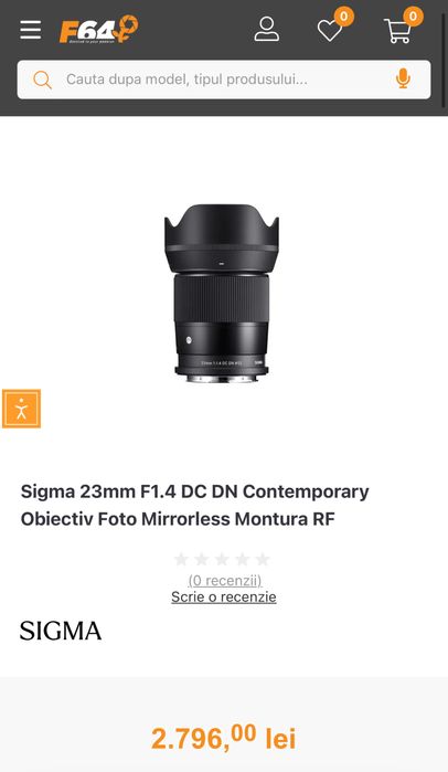 Sigma 23mm F1.4 DC DN Contemporary Obiectiv Foto Mirrorless Montura RF