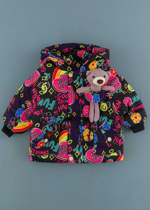 Детско яке с надписи, Черен Цвят