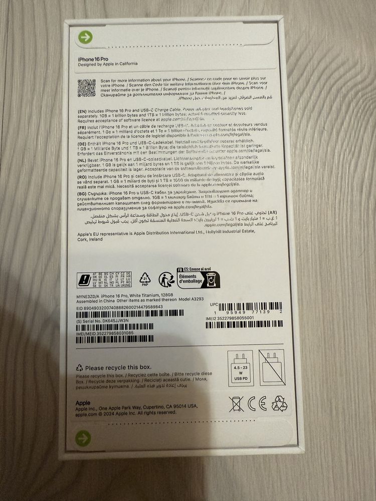 iPhone 16 Pro , 128GB , White, Sigilat