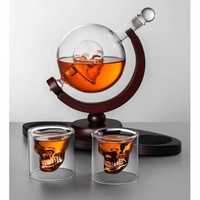 Set VIP, 3D pentru Whiskey Sticla-decantor Cap de Mort si 2 pahare