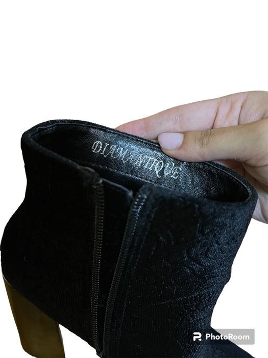 Botine cu toc patrat, catifea, 36