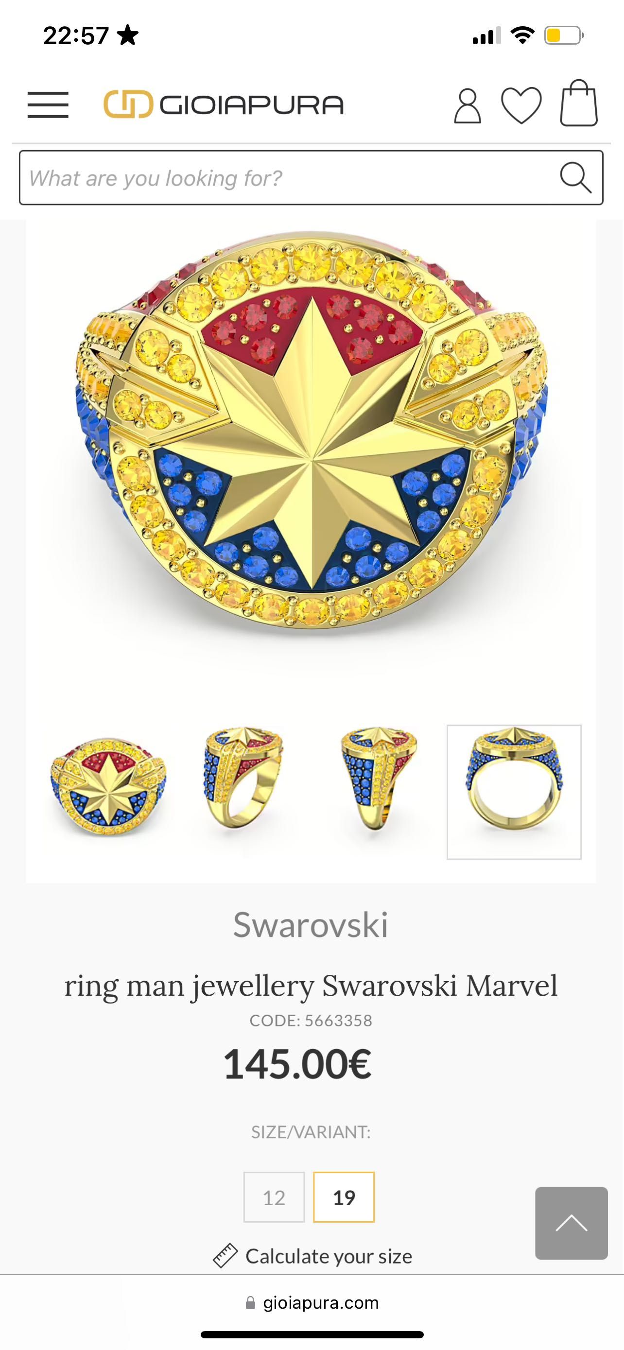 мъжки пръстен Swarovski Marvel