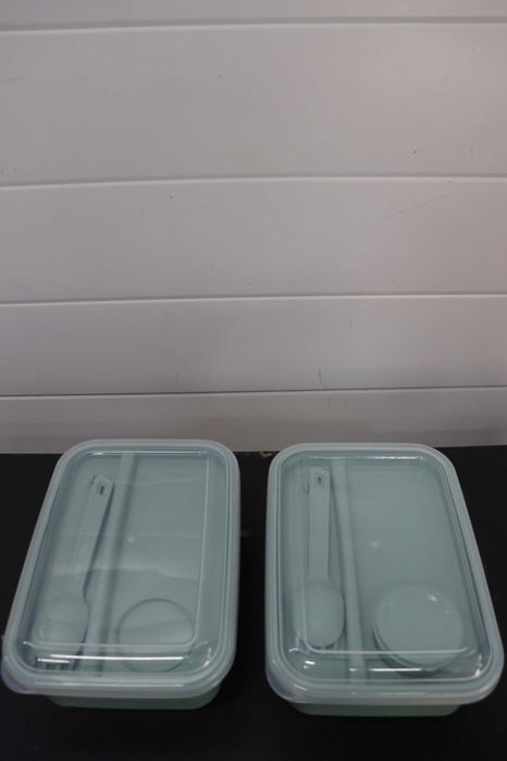 Два броя Разделени кутии за обяд с прибори за хранене х 920мл