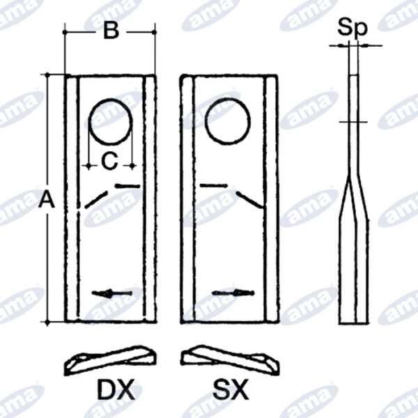 Cutit cositoare rotativa 120x49x4mm dreapta fella,ford,new holland